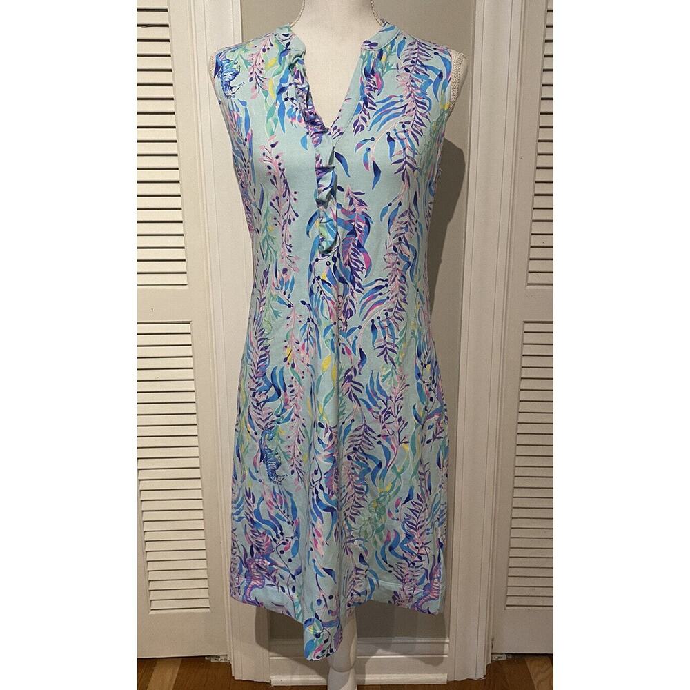 Lilly Pulitzer Sherryn Knit Shift Dress in Real Swim Shady Pattern Size Small